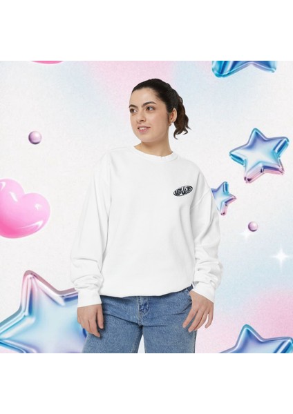 Sueso Store New Jeans Unisex Nakışlı Y2K Beyaz Sweatshirt fırsatları