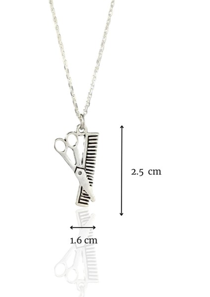 Kuaför Makas ve Tarak Unisex Tasarım 925 Ayar Gümüş Kolye fırsatları
