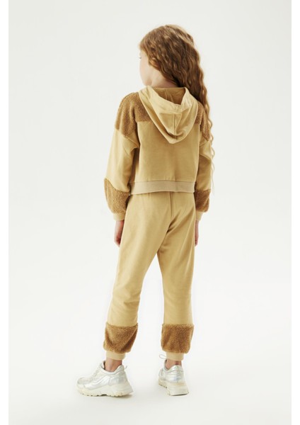 Kız Çocuk Bej Eşofman Üstü Kapüşonlu Rahat Tasarım 23FW1TJ4412 Sonbahar Kış fırsatları