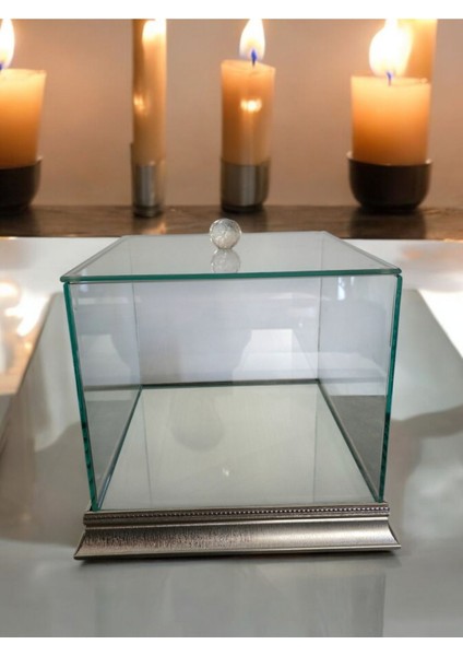 Cam Söz Nişan Çeyiz Bohça Kutusu 25*25*20 cm Gelin Damat Bohçası Ahşap Aynalı Taban