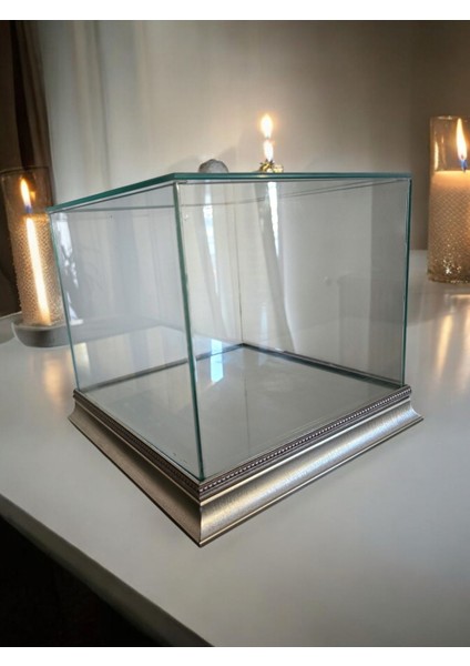 Cam Söz Nişan Çeyiz Bohça Kutusu 25*25*20 cm Gelin Damat Bohçası Ahşap Aynalı Taban