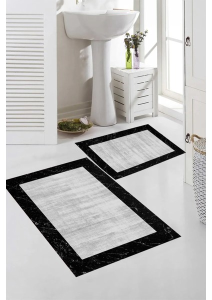 Dijital Baskı Modern Banyo Halısı Ikili Banyo Paspası RVG5-FNL475 100 x 60+60 x 50 cm