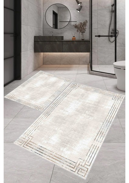 Dijital Baskı Modern Banyo Halısı Ikili Banyo Paspası RVG5-0442 100 x 60+60 x 50 cm