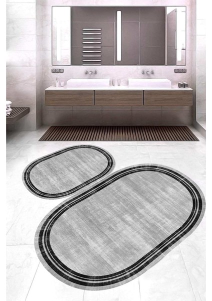 Dijital Baskı Modern Banyo Halısı Ikili Banyo Paspası RVG5-HY967 100 x 60+60 x 50 cm