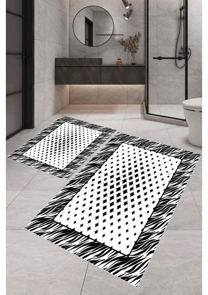 Dijital Baskı Modern Banyo Halısı Ikili Banyo Paspası RVG5-0648 100 x 60+60 x 50 cm