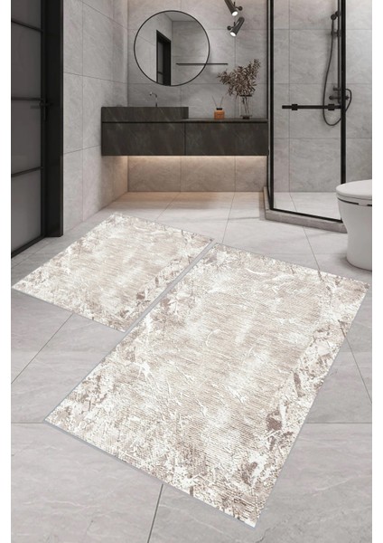 Dijital Baskı Modern Banyo Halısı Ikili Banyo Paspası RVG5-0561 100 x 60+60 x 50 cm