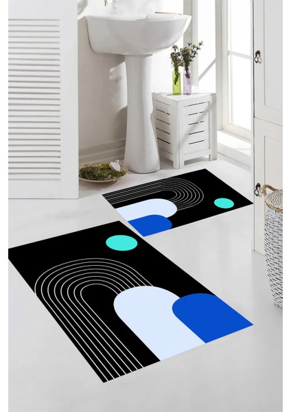 Dijital Baskı Modern Banyo Halısı Ikili Banyo Paspası RVG5-SD935 100 x 60+60 x 50 cm