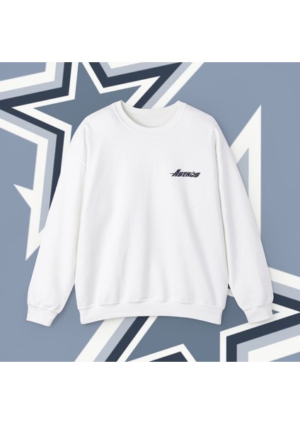 Sueso Store Astros Yazılı Unisex Nakışlı Y2K Beyaz Sweatshirt