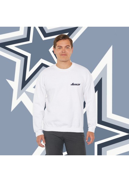 Sueso Store Astros Yazılı Unisex Nakışlı Y2K Beyaz Sweatshirt