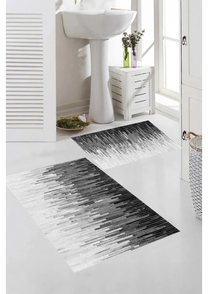 Dijital Baskı Modern Banyo Halısı Ikili Banyo Paspası RVG5-SM03 100 x 60+60 x 50 cm