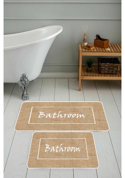 Dijital Baskı Modern Banyo Halısı Ikili Banyo Paspası RVG5289 100 x 60+60 x 50 cm