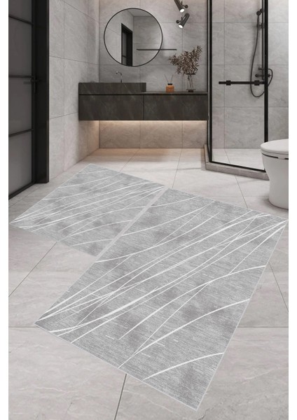 Dijital Baskı Modern Banyo Halısı Ikili Banyo Paspası RVG5-SM366 100 x 60+60 x 50 cm