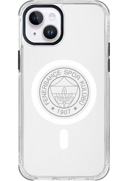 Apple iPhone 13 Fenerbahçe Magsafe Monochrome Logo Şeffaf Telefon Kılıfı