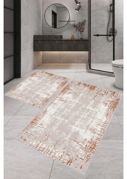 Dijital Baskı Modern Banyo Halısı Ikili Banyo Paspası LNA5-0543 100 x 60+60 x 50 cm