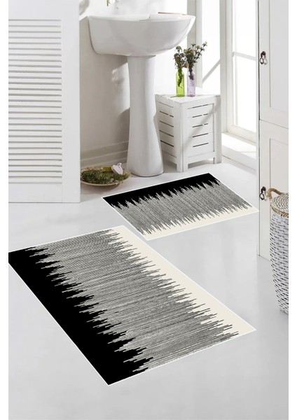 Dijital Baskı Modern Banyo Halısı Ikili Banyo Paspası LNA5-FNL421 100 x 60+60 x 50 cm