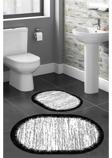 Dijital Baskı Modern Banyo Halısı Ikili Banyo Paspası LNA5-HT511 100 x 60+60 x 50 cm