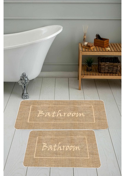 Dijital Baskı Modern Banyo Halısı Ikili Banyo Paspası LNA5290 100 x 60+60 x 50 cm