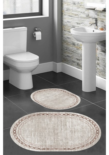 Dijital Baskı Modern Banyo Halısı Ikili Banyo Paspası LNA5-HT899 100 x 60+60 x 50 cm