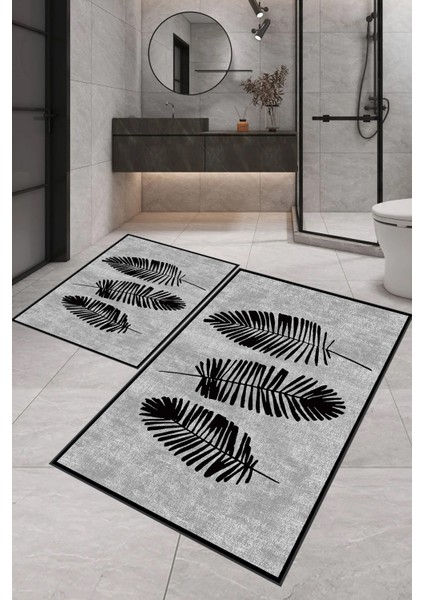 Dijital Baskı Modern Banyo Halısı Ikili Banyo Paspası LNA5-SM185 100 x 60+60 x 50 cm