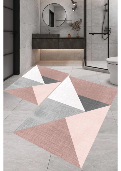 Dijital Baskı Modern Banyo Halısı Ikili Banyo Paspası LNA5-SD554 100 x 60+60 x 50 cm