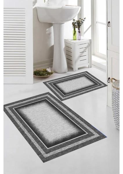 Dijital Baskı Modern Banyo Halısı Ikili Banyo Paspası LNA5-FNL477 100 x 60+60 x 50 cm