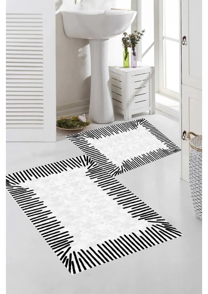 Dijital Baskı Modern Banyo Halısı Ikili Banyo Paspası LNA5-FNL442 100 x 60+60 x 50 cm