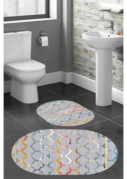 Dijital Baskı Modern Banyo Halısı Ikili Banyo Paspası LNA5-HY903 100 x 60+60 x 50 cm