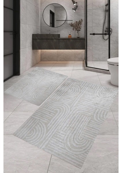 Dijital Baskı Modern Banyo Halısı Ikili Banyo Paspası LNA5-FNL319 100 x 60+60 x 50 cm