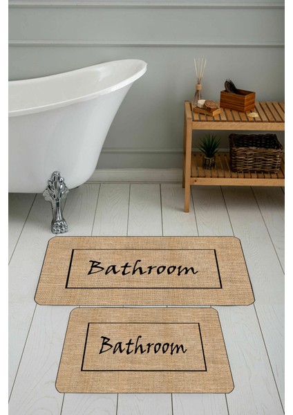 Dijital Baskı Modern Banyo Halısı Ikili Banyo Paspası LNA5288 100 x 60+60 x 50 cm