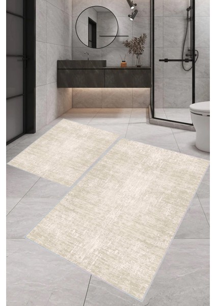 Dijital Baskı Modern Banyo Halısı Ikili Banyo Paspası LNA5-1500 100 x 60+60 x 50 cm