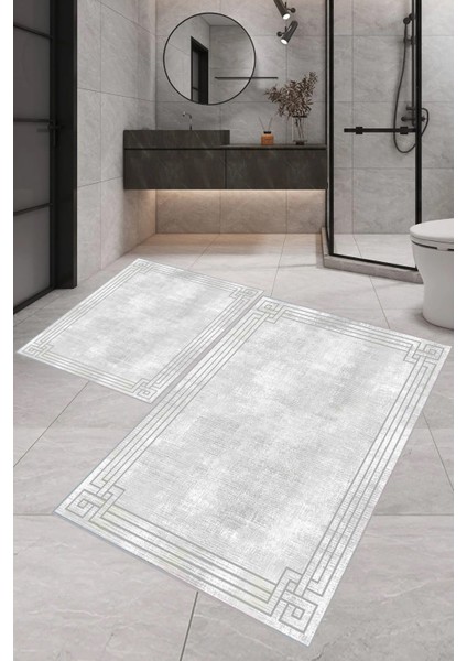 Dijital Baskı Modern Banyo Halısı Ikili Banyo Paspası LNA5-0473 100 x 60+60 x 50 cm