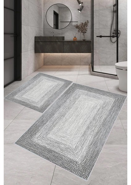 Dijital Baskı Modern Banyo Halısı Ikili Banyo Paspası LNA5-1765 100 x 60+60 x 50 cm