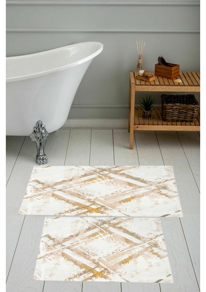 Dijital Baskı Modern Banyo Halısı Ikili Banyo Paspası LNA5-0769 100 x 60+60 x 50 cm
