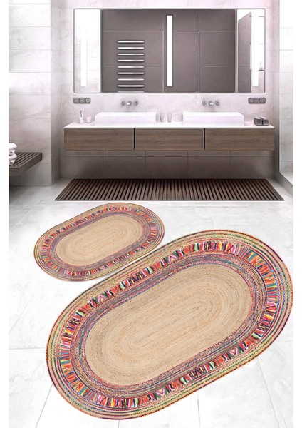Dijital Baskı Modern Banyo Halısı Ikili Banyo Paspası LNA5-3028 100 x 60+60 x 50 cm