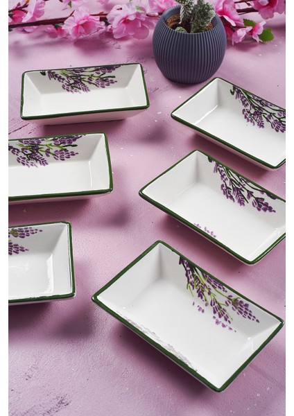 6’lı Çerezlik Lavanta Desen Handmade Sunumluk Reçellik Sosluk Kahvaltılık Çerez Ikram Seti fiyatları