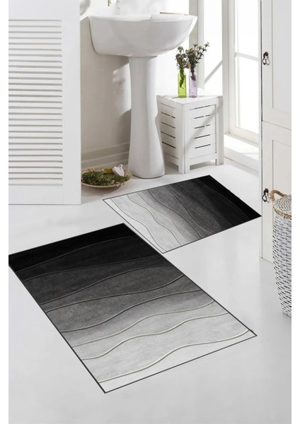 Dijital Baskı Modern Banyo Halısı Ikili Banyo Paspası RVG5-1072 100 x 60+60 x 50 cm