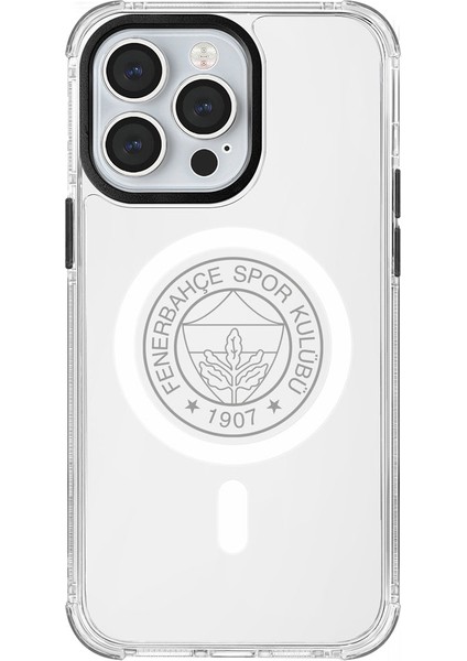 Apple iPhone 13 Pro Fenerbahçe Magsafe Monochrome Logo Şeffaf Telefon Kılıfı