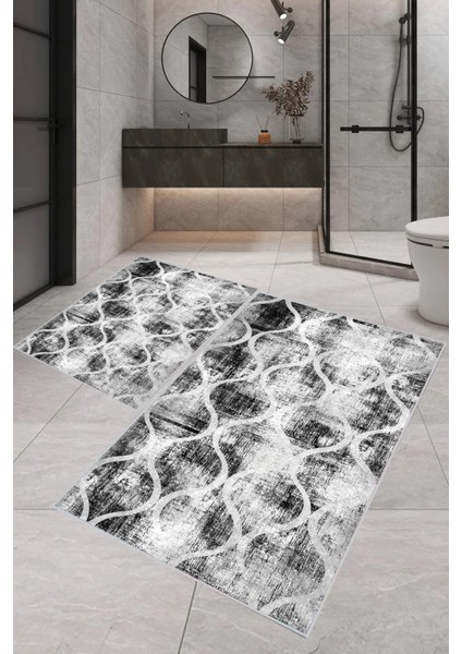 Dijital Baskı Modern Banyo Halısı Ikili Banyo Paspası RVG5-1606 100 x 60+60 x 50 cm