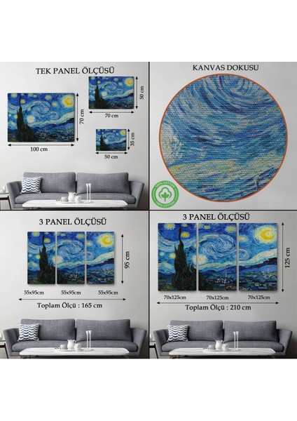Vincent Van Gogh - Yıldızlı Gece Tablo - The Starry NIGHT-7133