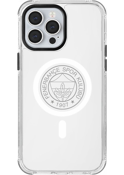 Apple iPhone 13 Pro Max Fenerbahçe Magsafe Monochrome Logo Şeffaf Telefon Kılıfı