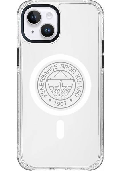 Apple iPhone 14 Fenerbahçe Magsafe Monochrome Logo Şeffaf Telefon Kılıfı