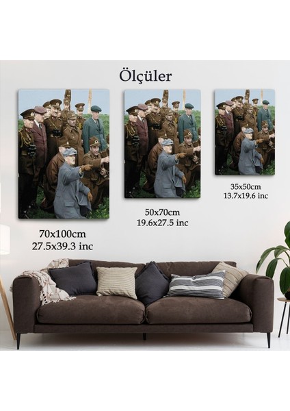 Atatürk Silah Arkadaşları Ile Cephede Dekoratif Duvar TABLOSU-6211
