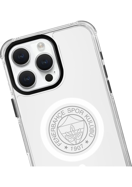 Apple iPhone 16 Pro Max Fenerbahçe Magsafe Monochrome Logo Şeffaf Telefon Kılıfı