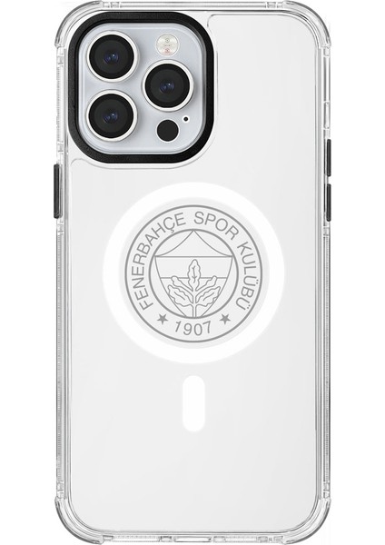 Apple iPhone 14 Pro Max Fenerbahçe Magsafe Monochrome Logo Şeffaf Telefon Kılıfı