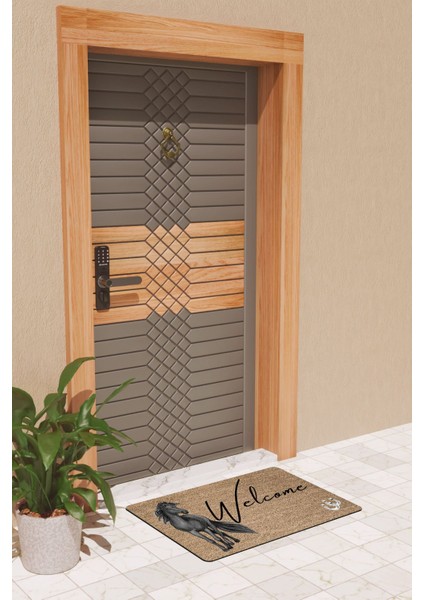 Modern Dijtal Baskı Welcome At Karşılamalı Kapı Önü Paspası