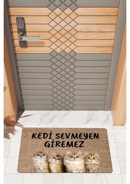 Modern Dijtal Baskı Kedi Sevmeyen Giremez Kapı Önü Paspası