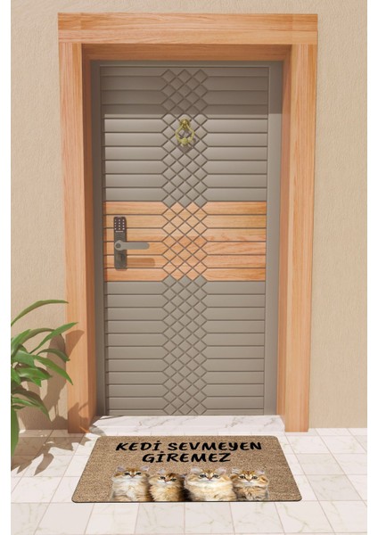 Modern Dijtal Baskı Kedi Sevmeyen Giremez Kapı Önü Paspası