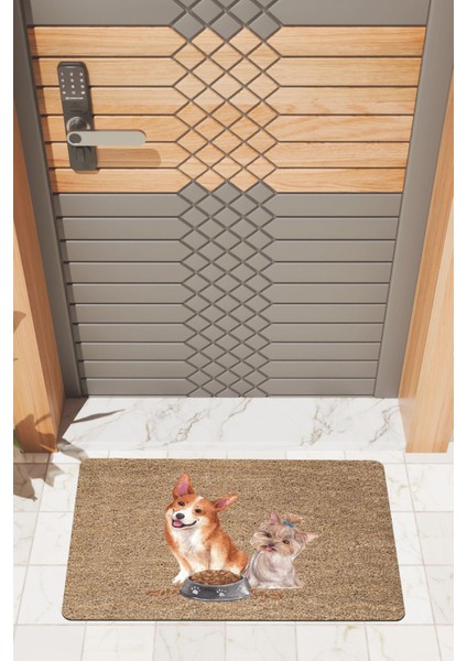 Modern Dijtal Baskı Köpekler Mama Kapı Önü Paspası