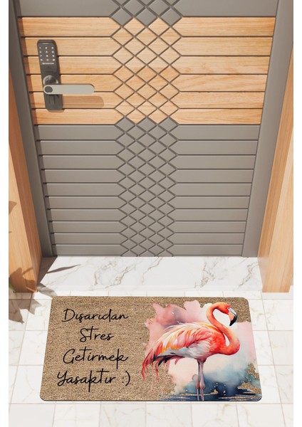 Modern Dijtal Baskı Flamingo Dış Kapı Önü Paspası