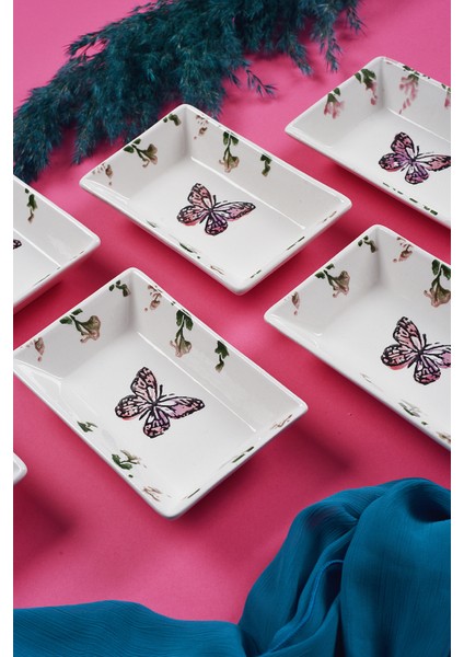 6’lı Çerezlik Kelebek Desen Handmade Sunumluk Reçellik Sosluk Kahvaltılık Çerez Ikram Seti fiyatları